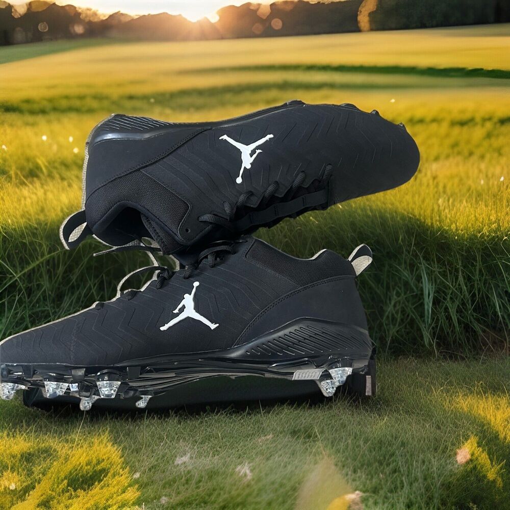 Jordan Alpha Menace Men Black White Football Cleats Low Top Studded Shoes